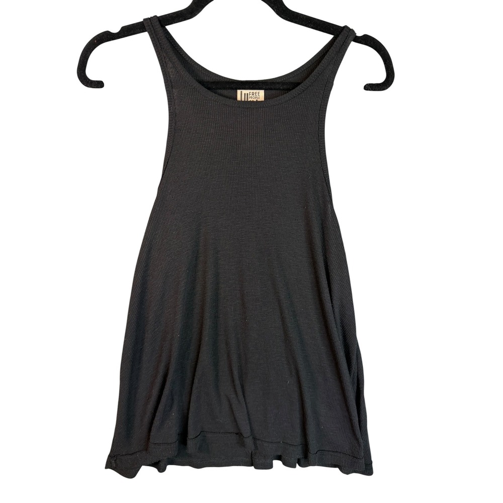 Free People We The Free Black Ribbed Racerback Tank Top Small S P Made in USA
